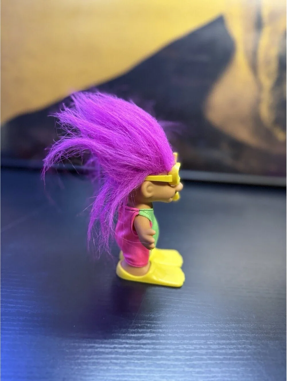 Vintage Russ Troll Doll Scuba Diver Purple Hair Snorkel Fins 5in #18414
